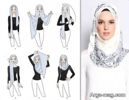 آموزش بستن شال عربی طرح دار 