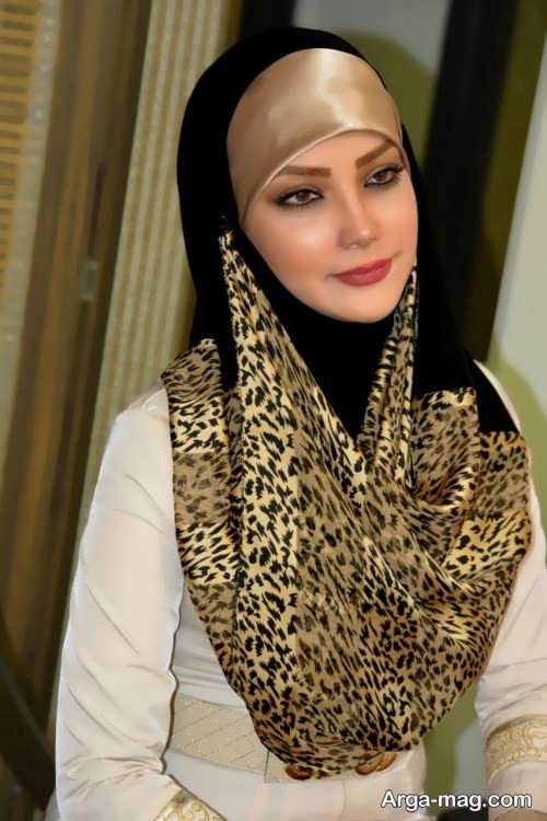 روش بستن شال عربی طرح دار 