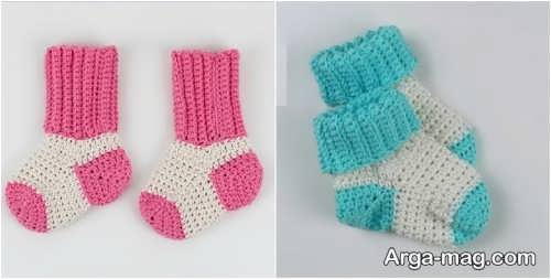 جوراب دو رنگ بافتنی