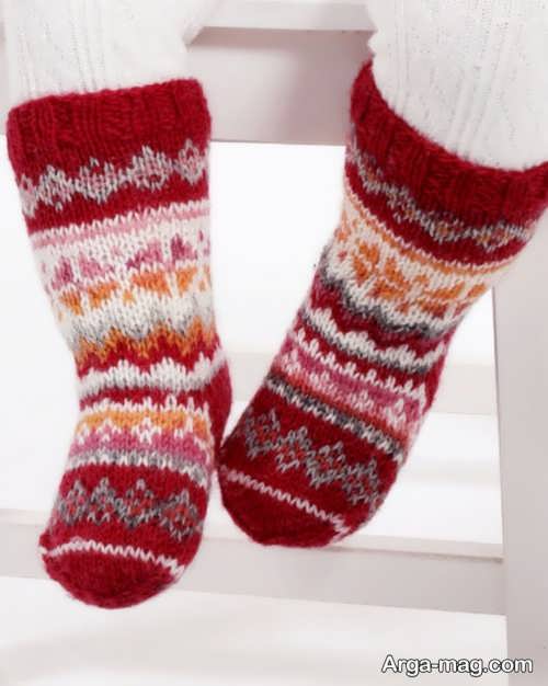 جوراب طرح دار بافتنی