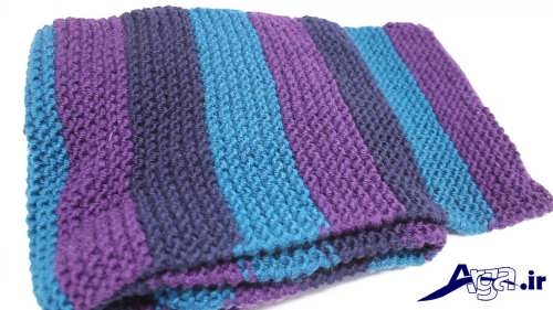 مدل شال گردن بافتنی دو رنگ