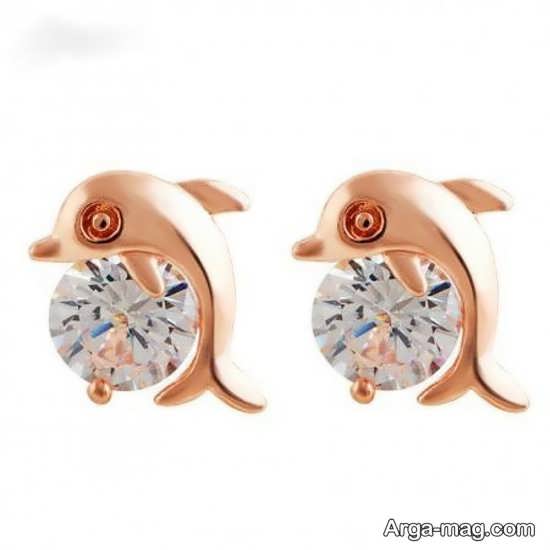 گوشواره طلا طرح دلفین بچه گانه 