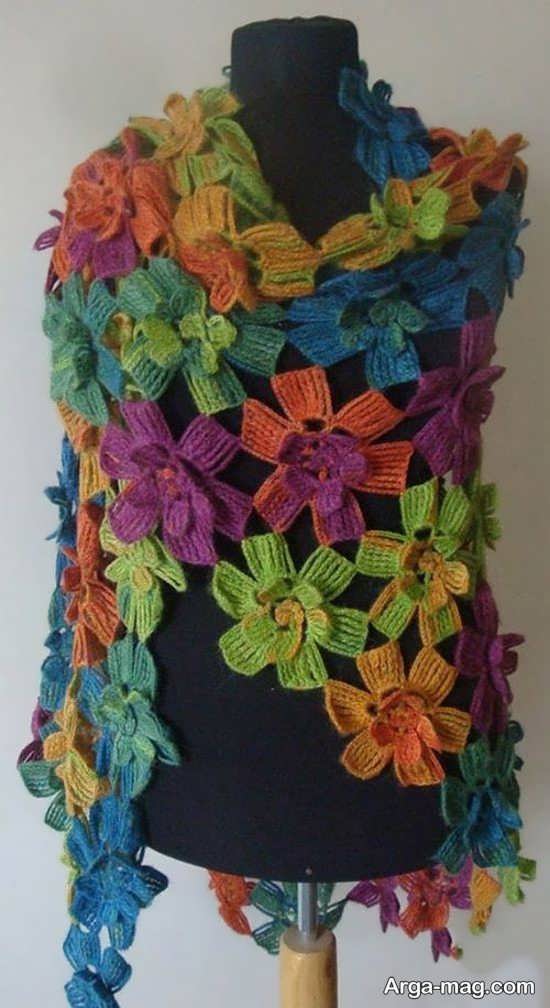 طرح شیک شال بافتنی