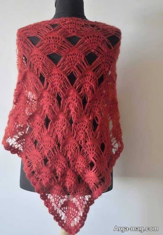 مدل جذاب شال سه گوش بافتنی