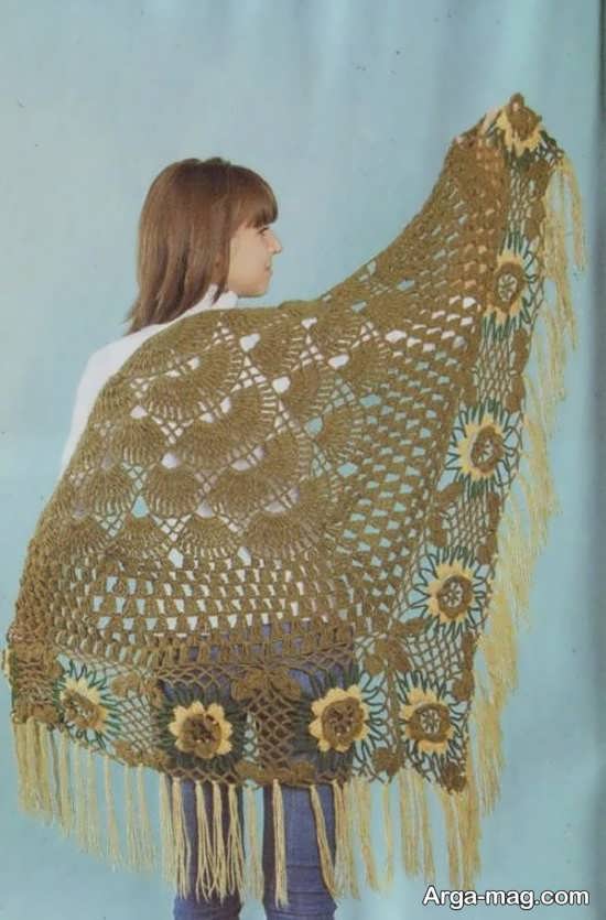 مدل زیبا و فانتزی شال سه گوش بافت