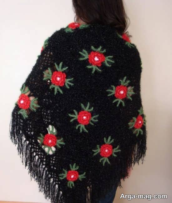 طرز بافت شال سه گوش