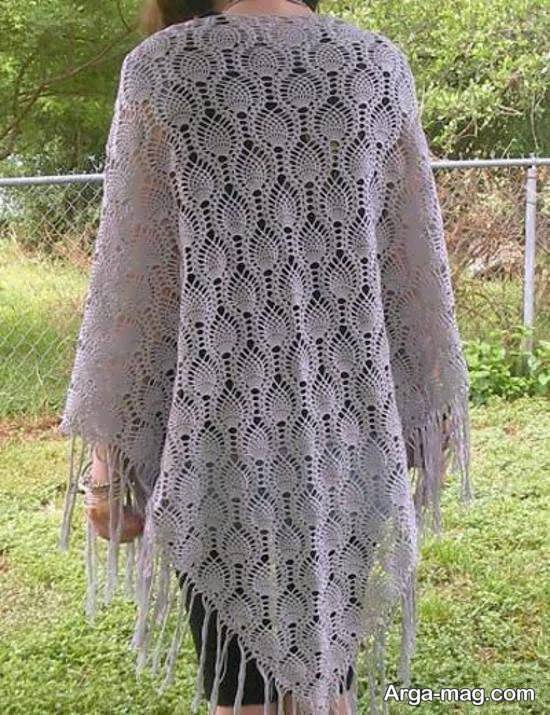 شال سه گوش بلند قلاب بافی