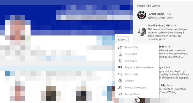 بلاک کردن در لینکدین