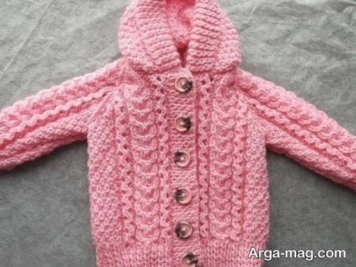 مدل ژاکت بافتنی صورتی بچه گانه