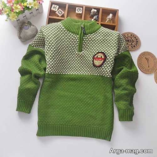 مدل ژاکت سبز بافتنی بچه گانه