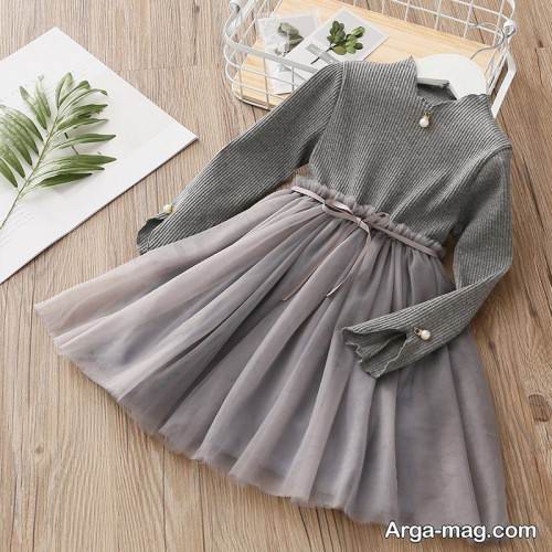 پیراهن بچه گانه طوسی 