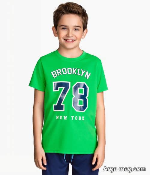 مدل تیشرت سبز بچه گانه 