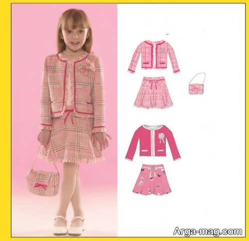 مدل کت و دامن طرح دار بچه گانه 