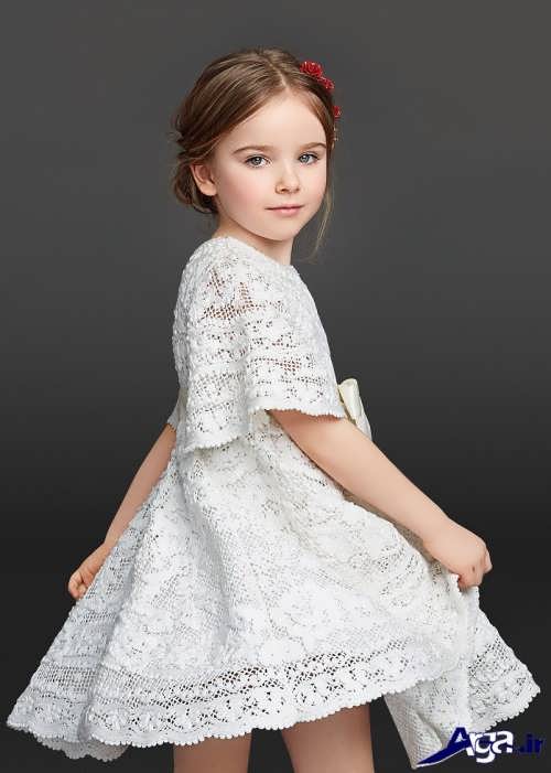 مدل لباس گیپور بچه گانه سفید