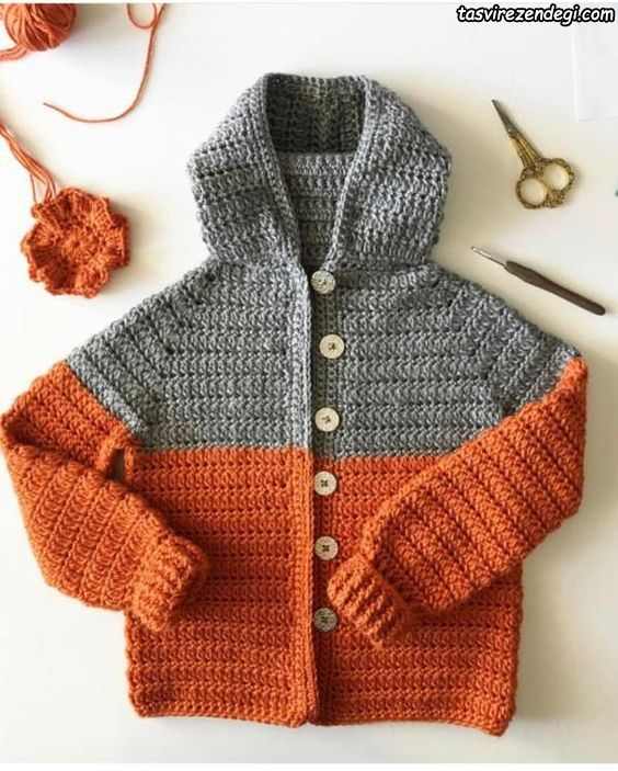 ژاکت بافتنی پسرانه قلاب بافی