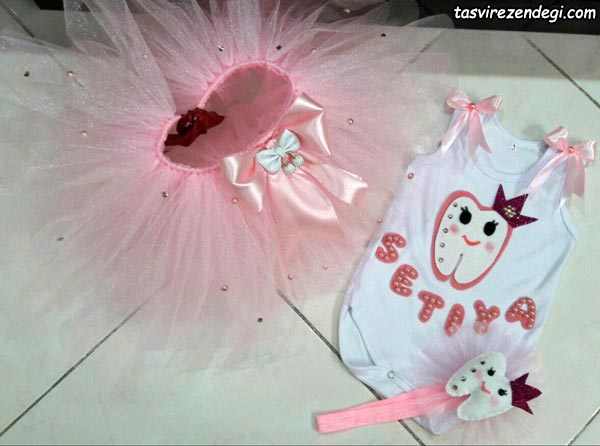 ست لباس جشن دندونی با دامن توتو