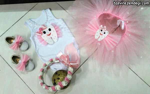 ست لباس جشن دندونی با دامن توتو