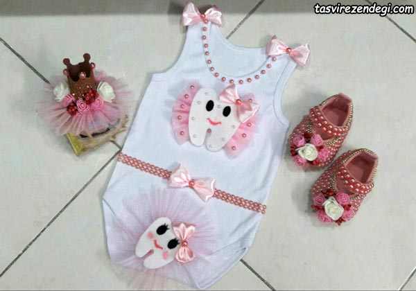 ست لباس جشن دندونی دخترانه