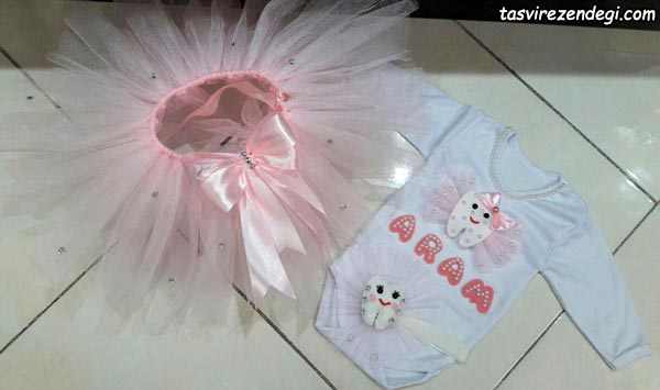 ست لباس جشن دندونی با دامن توتو