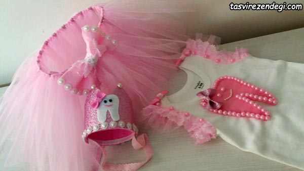 ست لباس جشن دندونی با دامن توتو