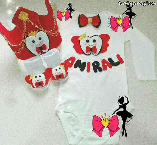 ست لباس جشن دندونی دخترانه