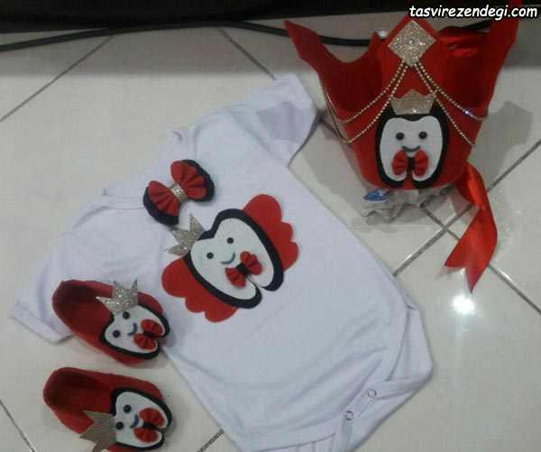 ست لباس جشن دندونی دخترانه