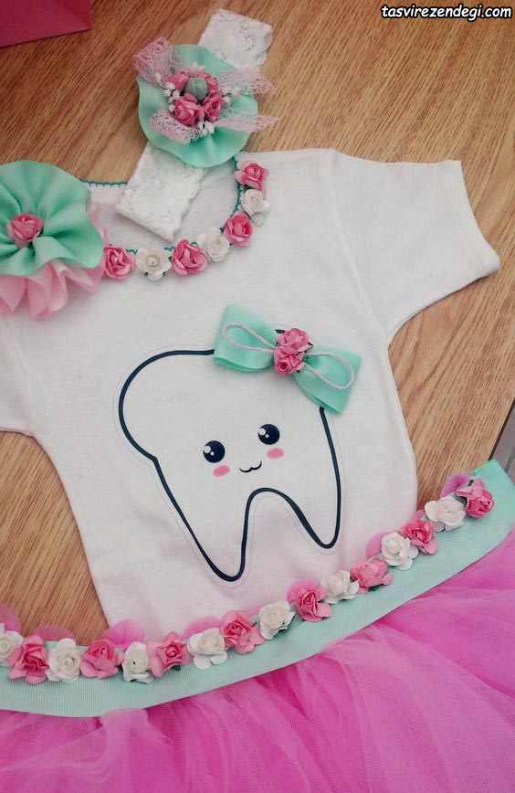 ست لباس جشن دندونی دخترانه