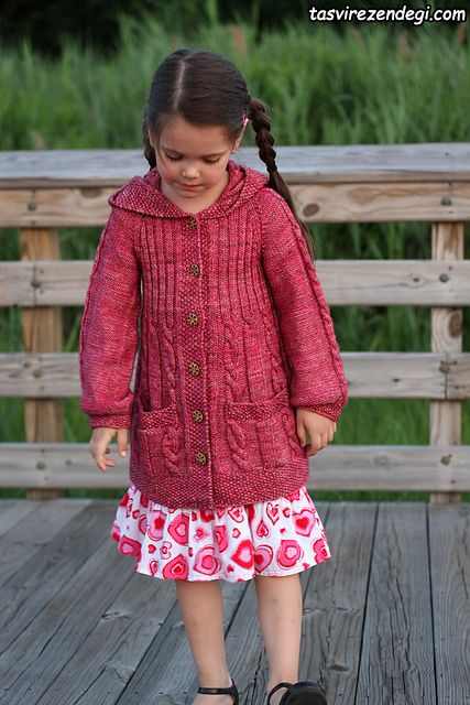 پالتو بافتنی دخترانه میل بافی