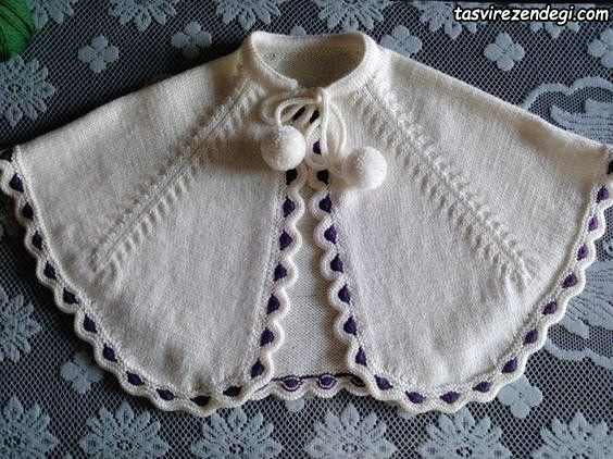 مدل شنل بافتنی بچه گانه میل بافی