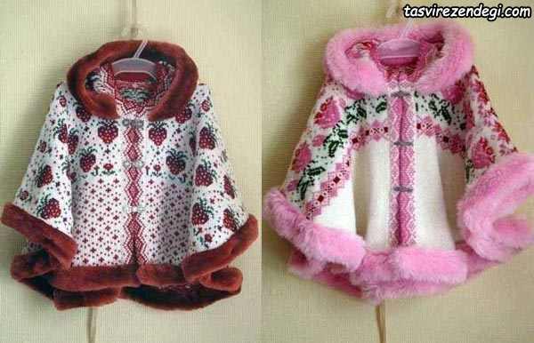 مدل شنل بافتنی بچه گانه میل بافی