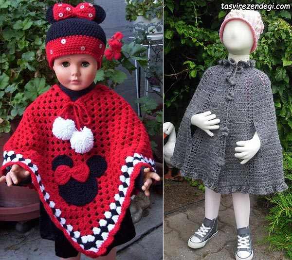 مدل شنل بافتنی بچه گانه قلاب بافی