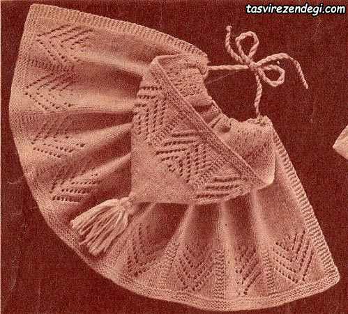 مدل شنل بافتنی بچه گانه میل بافی کلاه دار