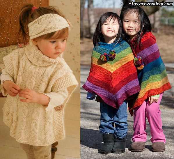 مدل شنل بافتنی بچه گانه میل بافی