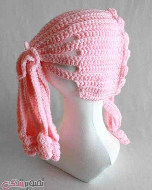 مدل کلاه بافتنی دخترانه قلاب بافی