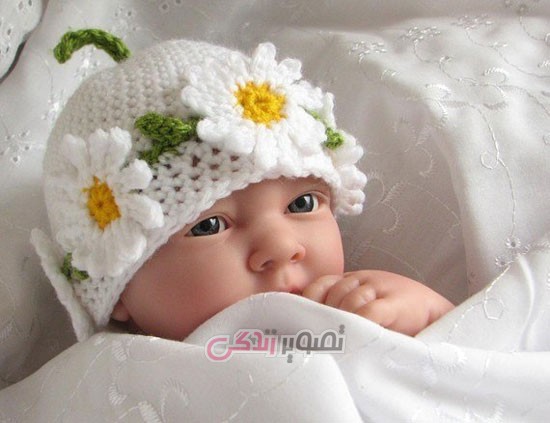 کلاه دخترانه بافتنی - کلاه دستباف دخترانه - مدل کلاه بچگانه 