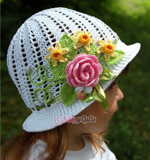 مدل کلاه بافتنی دخترانه - کلاه قلاب بافی دخترانه