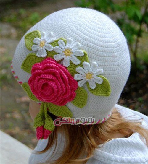 مدل کلاه بافتنی دخترانه - کلاه قلاب بافی دخترانه