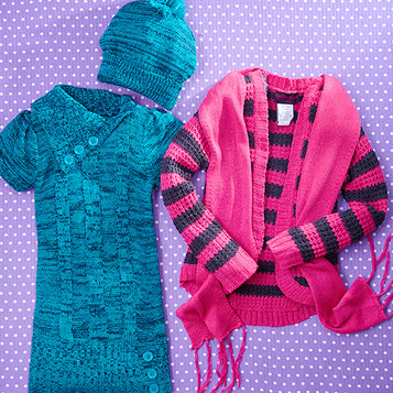 model Knitted Girls 1 - مدل ژاکت بافتنی دخترانه امسال + پالتو، کلاه ، دستکش و هدبند