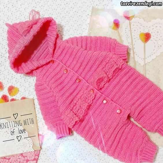 مدل سرهمی بافتنی قلاب بافی دخترانه صورتی