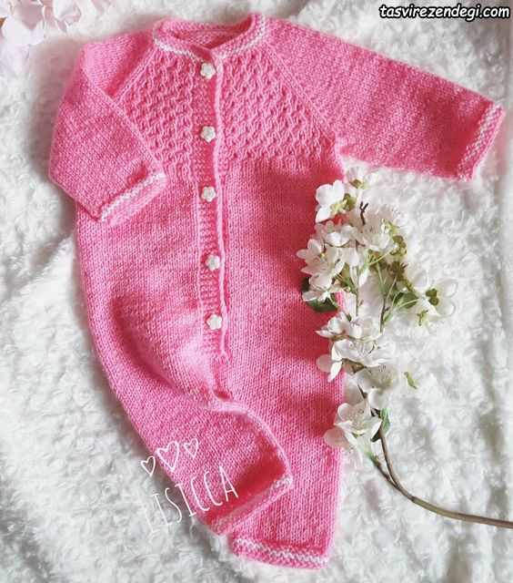 مدل سرهمی بافتنی میل بافی صورتی دخترانه