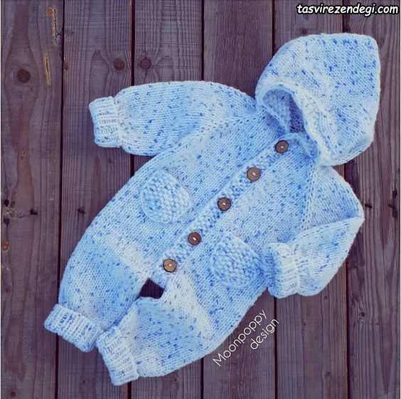 مدل سرهمی بافتنی میل بافی آبی