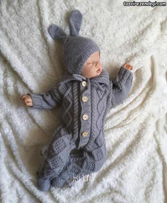 مدل سرهمی بافتنی میل بافی طوسی