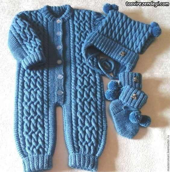 مدل ست کلاه پاپوش سرهمی بافتنی میل بافی پسرانه 