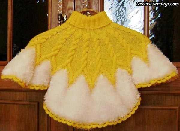 مدل شنل بافتنی دخترانه زرد