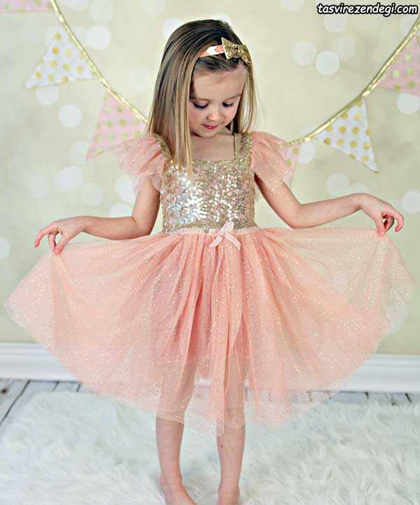 لباس مجلسی بچگانه دخترانه , پیراهن مجلسی بچه گانه مدل لباس مجلسی پرنسسی تور, لباس مجلسی صورتی دخترانه