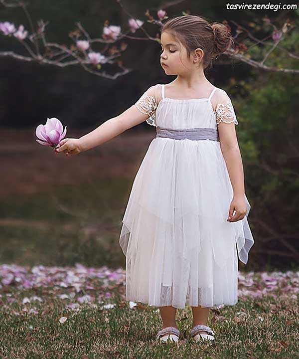 مدل لباس عروس بچه گانه , لباس مجلسی سفید بچگانه