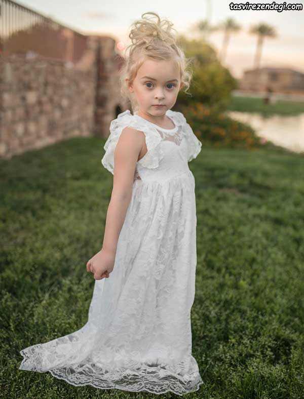مدل لباس عروس بچه گانه , لباس مجلسی سفید بچگانه