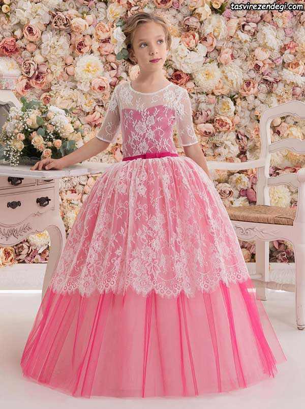 پیراهن پرنسسی بچه گانه بلند