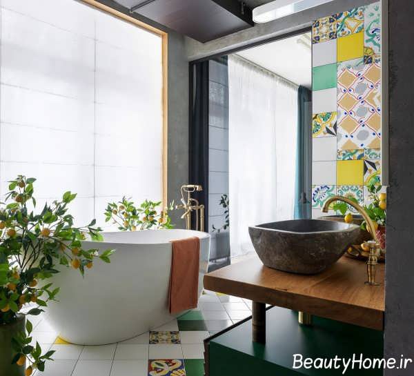 دیزاین حمام رنگی