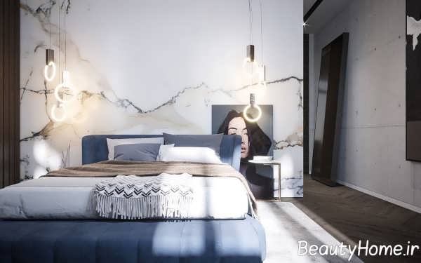 طراحی داخلی اتاق خواب با تم تیره